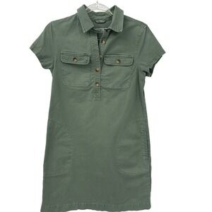 Vineyard Vines Womens Olive Green Short Sleeve Button Front Shift Dress Size 4